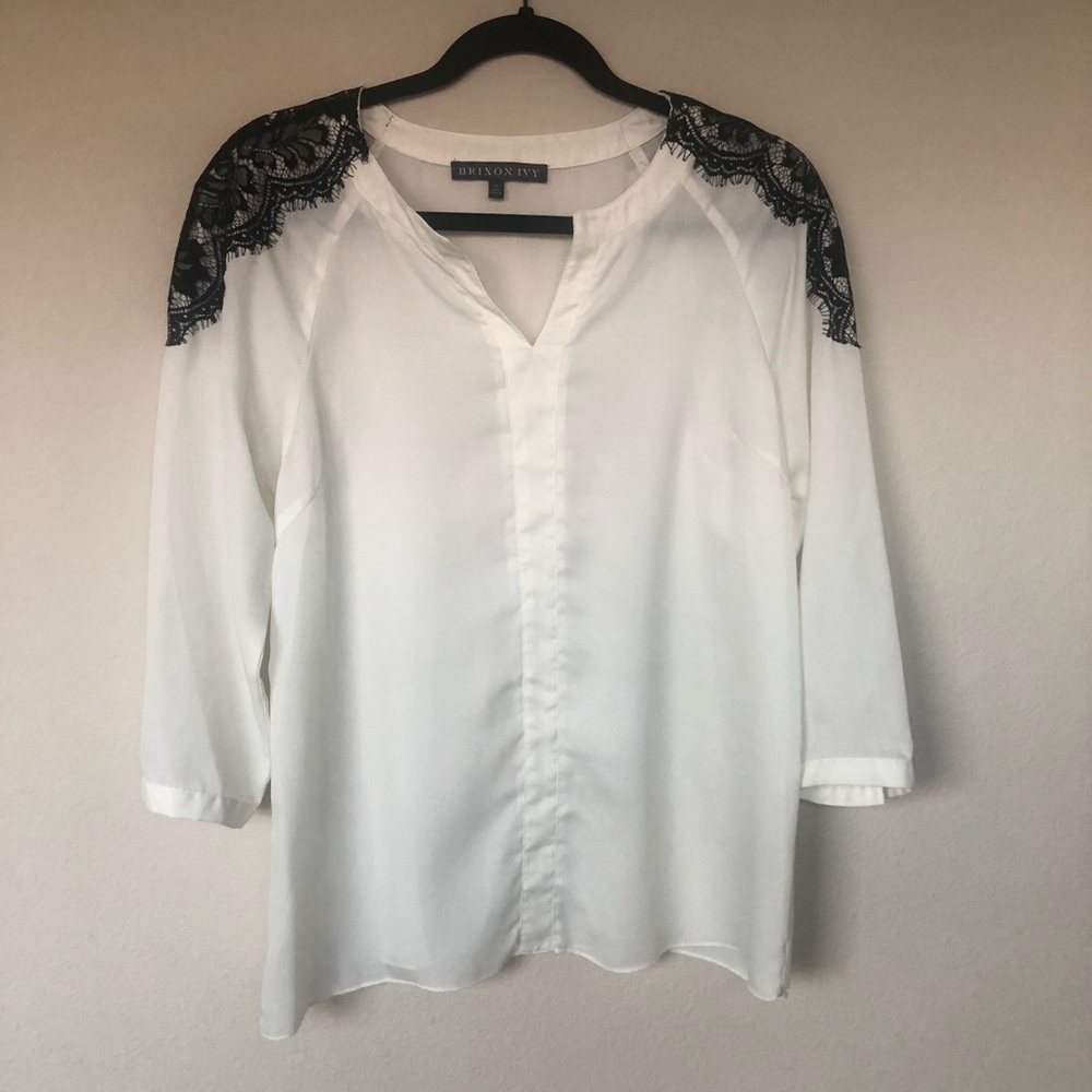 Black and White Work top with Lace.